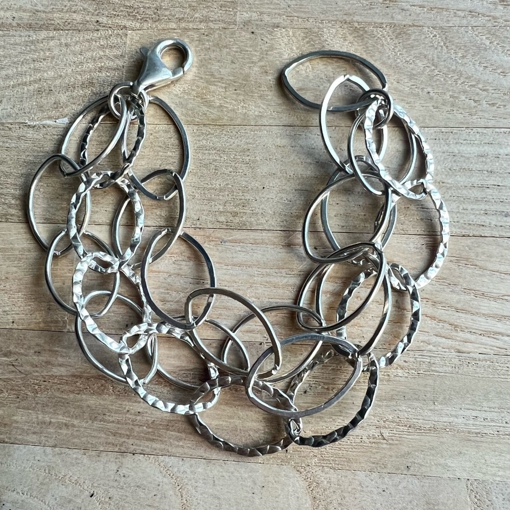 MSCO 925 Sterling silver three strand linked chain bracelet